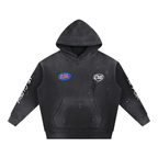 Sudadera con capucha lavada "Sin riesgo no hay gloria" 