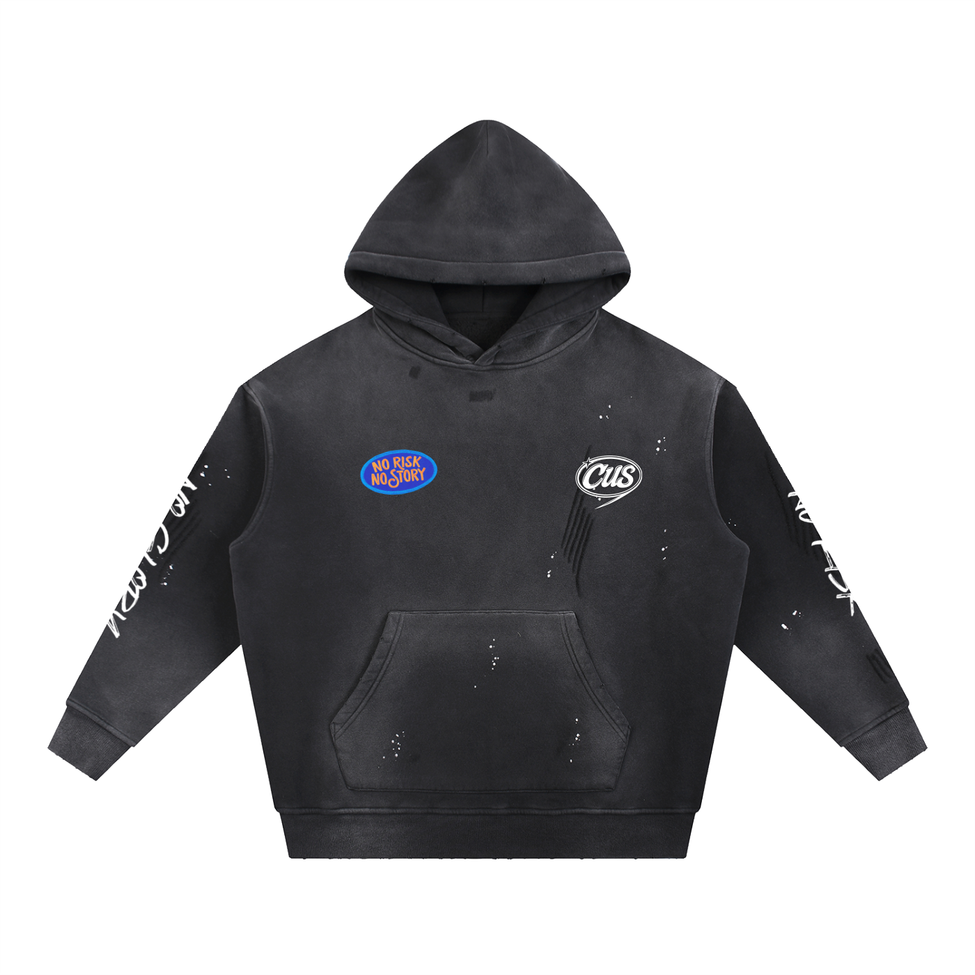 Sudadera con capucha lavada "Sin riesgo no hay gloria" 