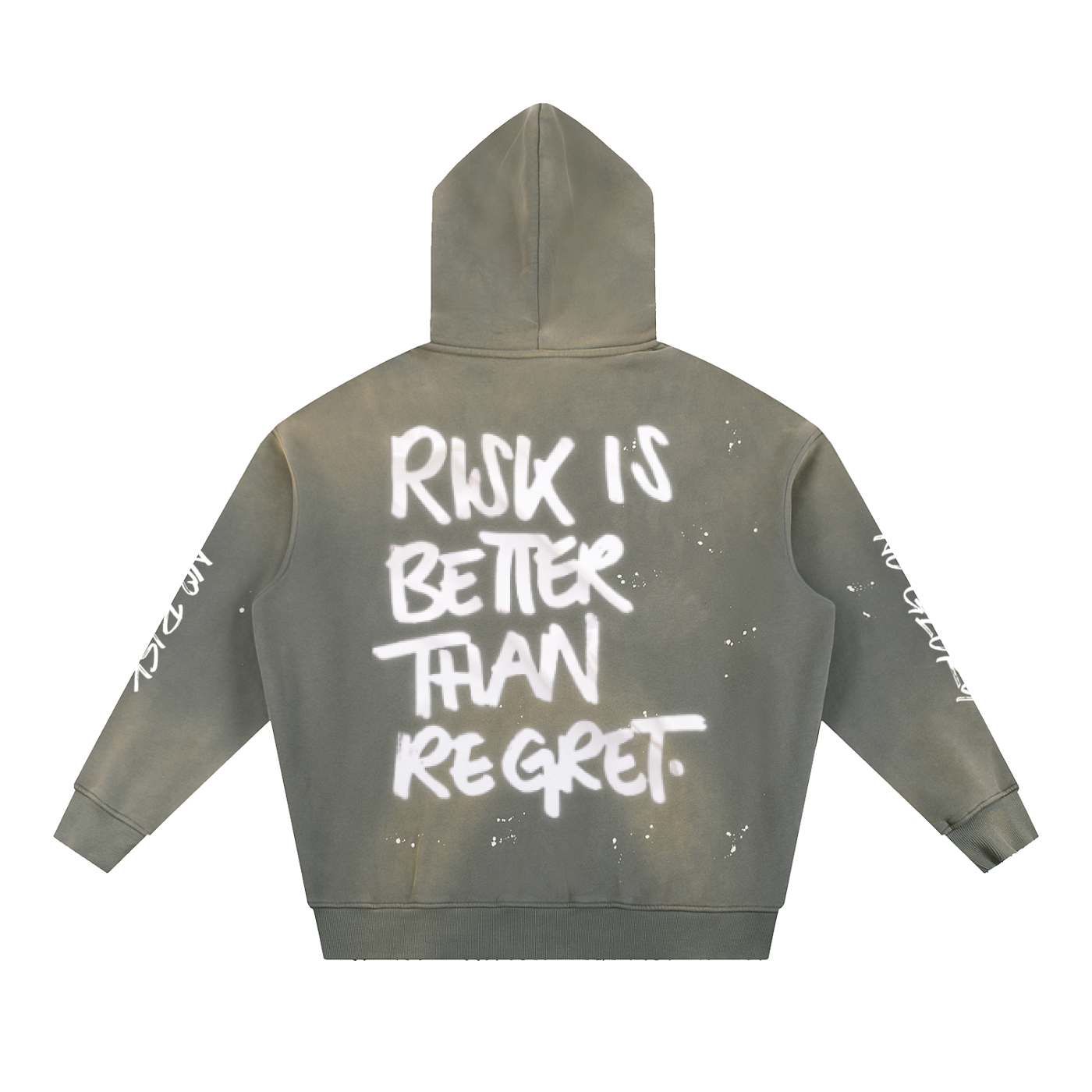 Sudadera con capucha lavada "Sin riesgo no hay gloria" 