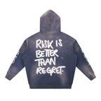 Sudadera con capucha lavada "Sin riesgo no hay gloria" 