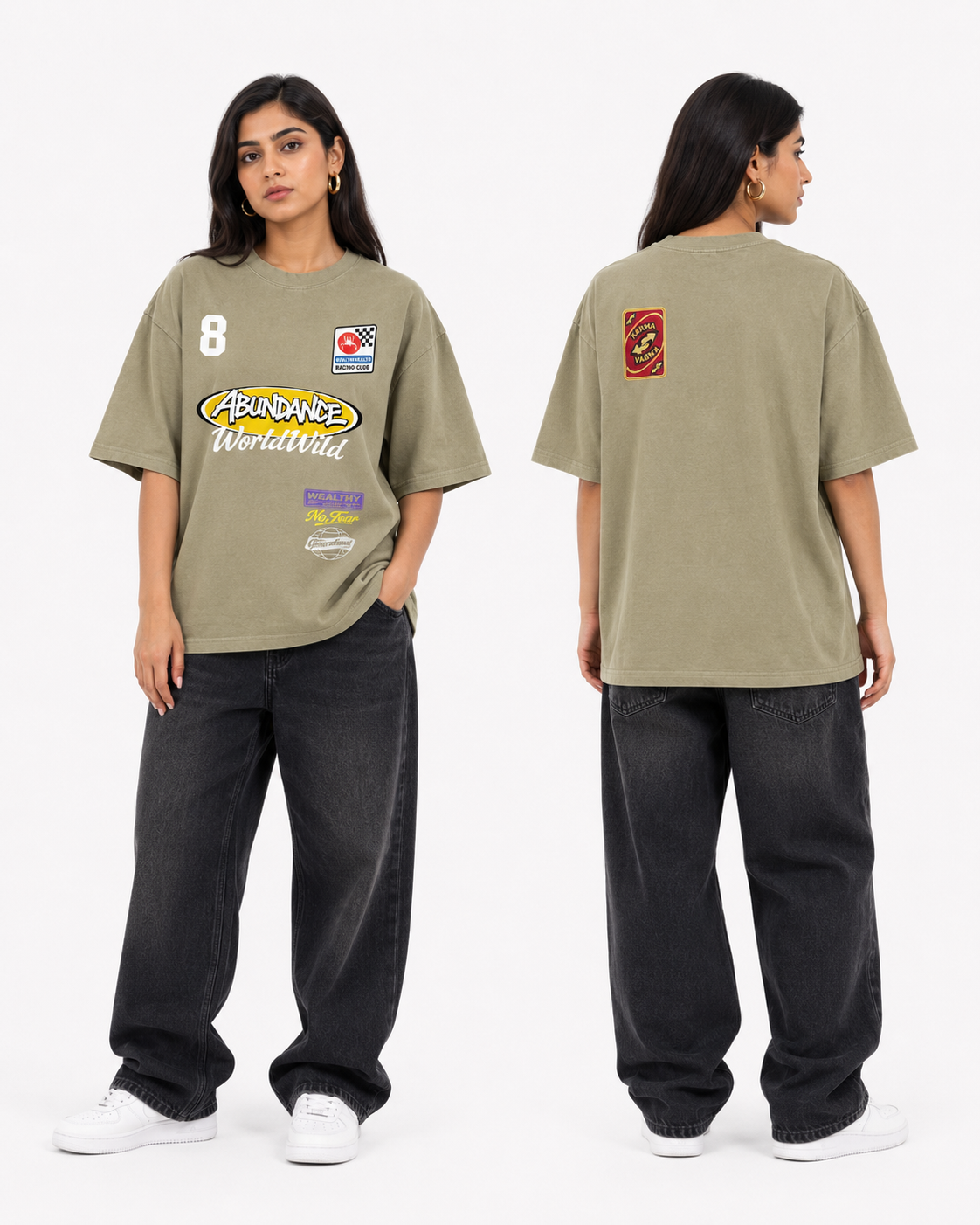 Camiseta "Número 8" con Efecto Desgastado