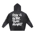 Sudadera con capucha lavada "Sin riesgo no hay gloria" 