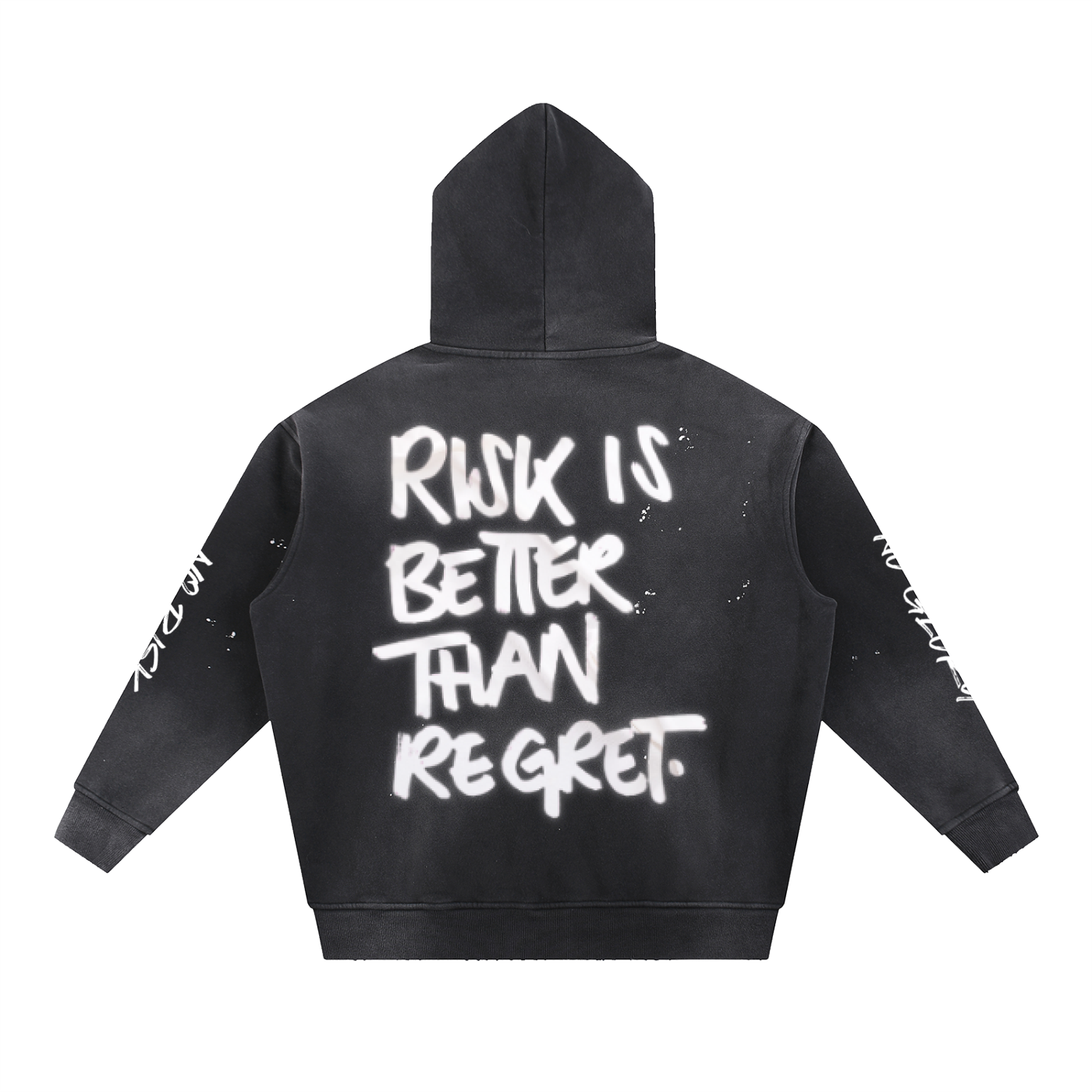 Sudadera con capucha lavada "Sin riesgo no hay gloria" 