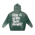 Sudadera con capucha lavada "Sin riesgo no hay gloria" 