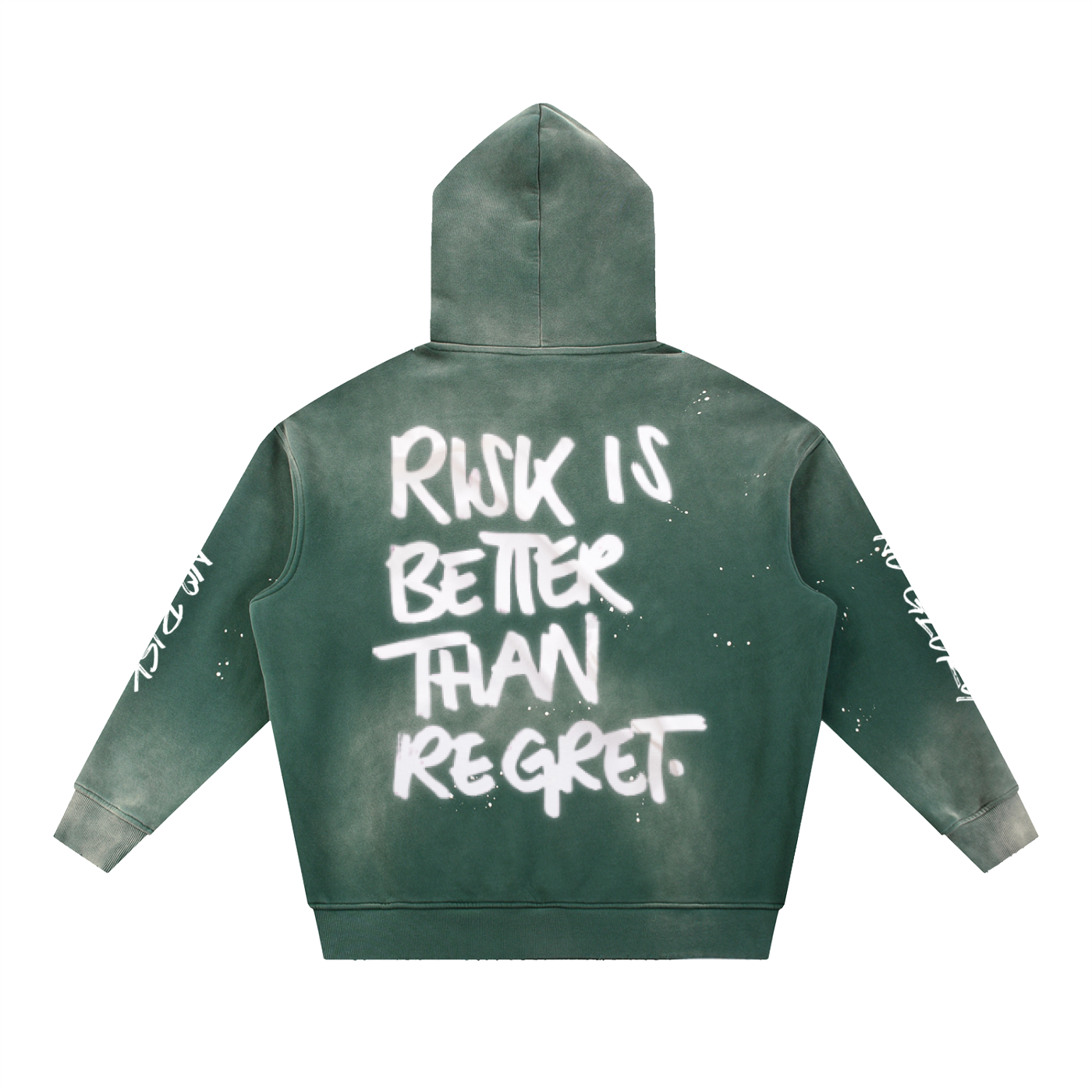 Sudadera con capucha lavada "Sin riesgo no hay gloria" 