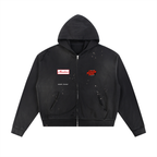 Sudadera con capucha de forro polar con cremallera y bordes deshilachados Sun Fade
