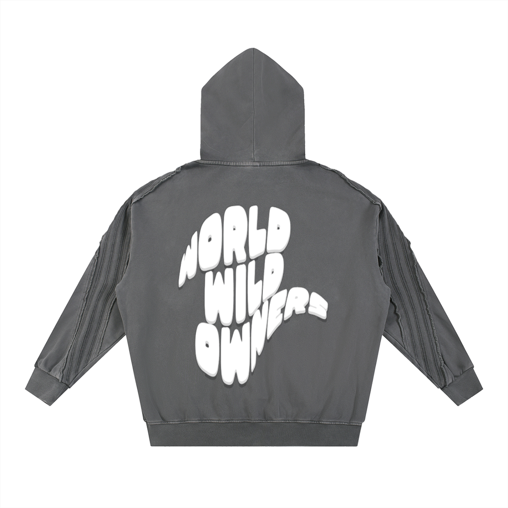 Sudadera con capucha y cremallera "World Wild Owners"